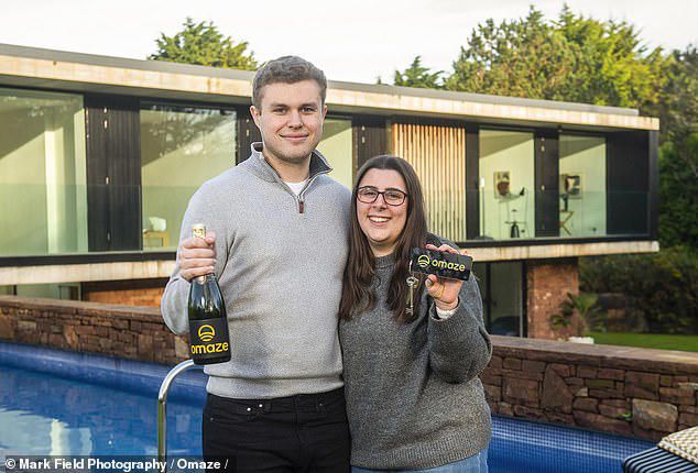 Many winners place their homes on sale in fear of not being able to maintain them, including Lauren Keene, pictured, right, with her partner Ryan Mitchell